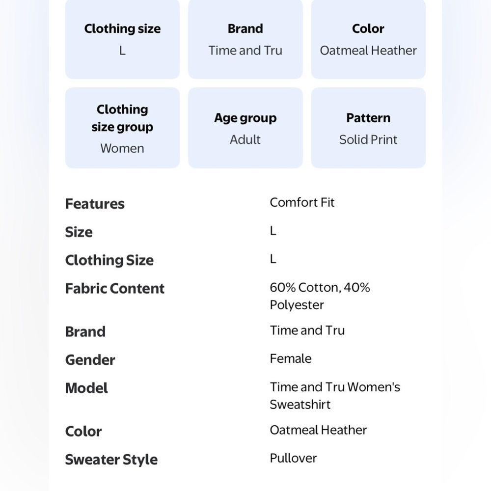 Time and Tru Crewneck Sweatshirt - Picture 8 of 8